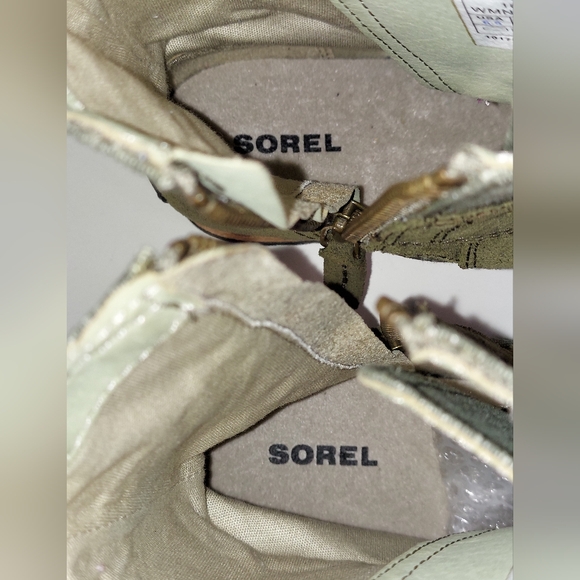 SOREL Major Carly Olive Green Suede Canvas Lace Up Combat Boots Women's Size 6.5 - Picture 7 of 16